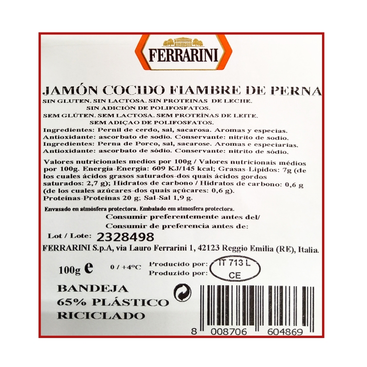 jamón cocido, 100g