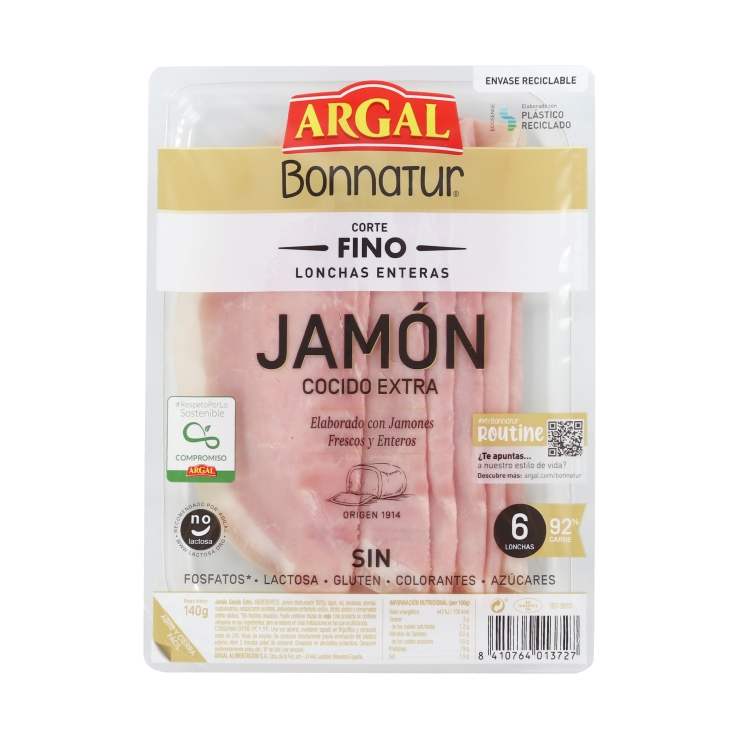 jamón cocido extra bonnatur, 140g