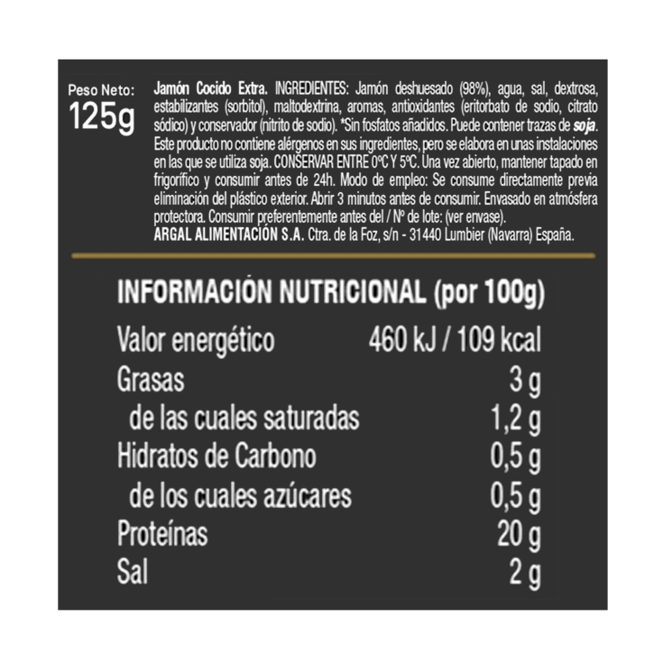 jamón asado al horno bonnatur, 125g
