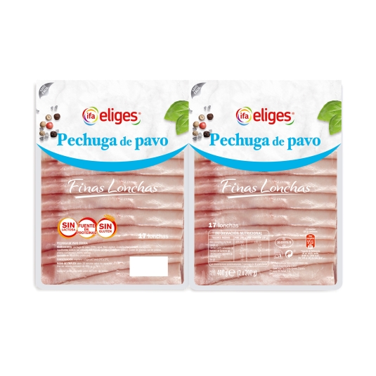 pechuga de pavo lonchas finas bipack, 400g