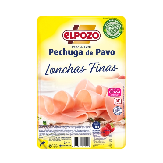 pechuga pavo lonchas finas, 115g