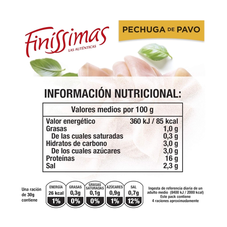 pechuga pavo lonchas finas, 115g
