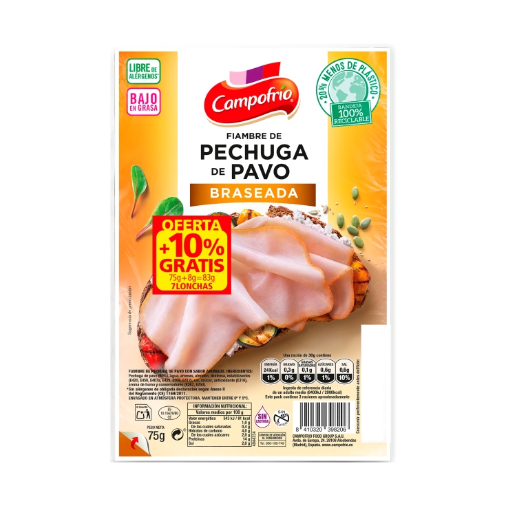 pechuga pavo braseado, 75g