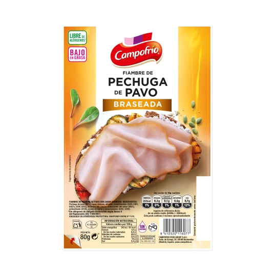 fiambre pechuga pavo braseada, 70g