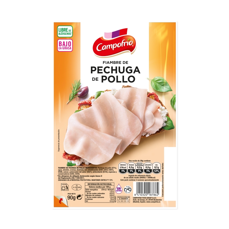 fiambre de pechuga de pollo, 80g