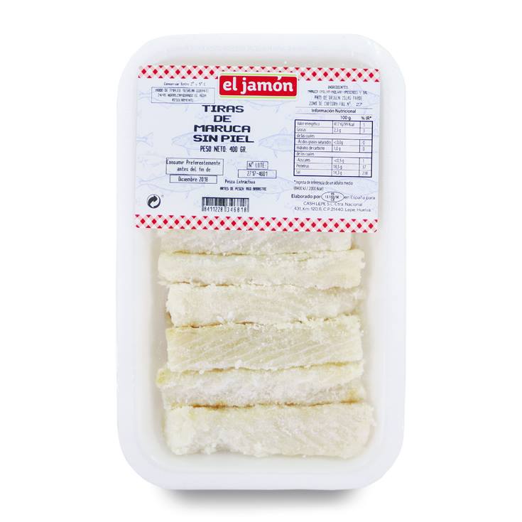 maruca tiras sin piel, 400g