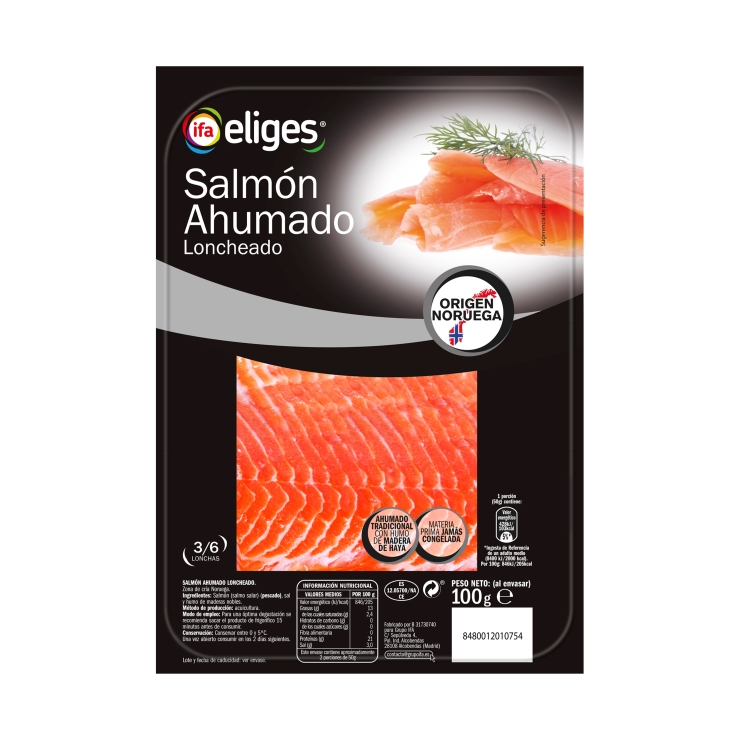 salmón ahumado, 100g