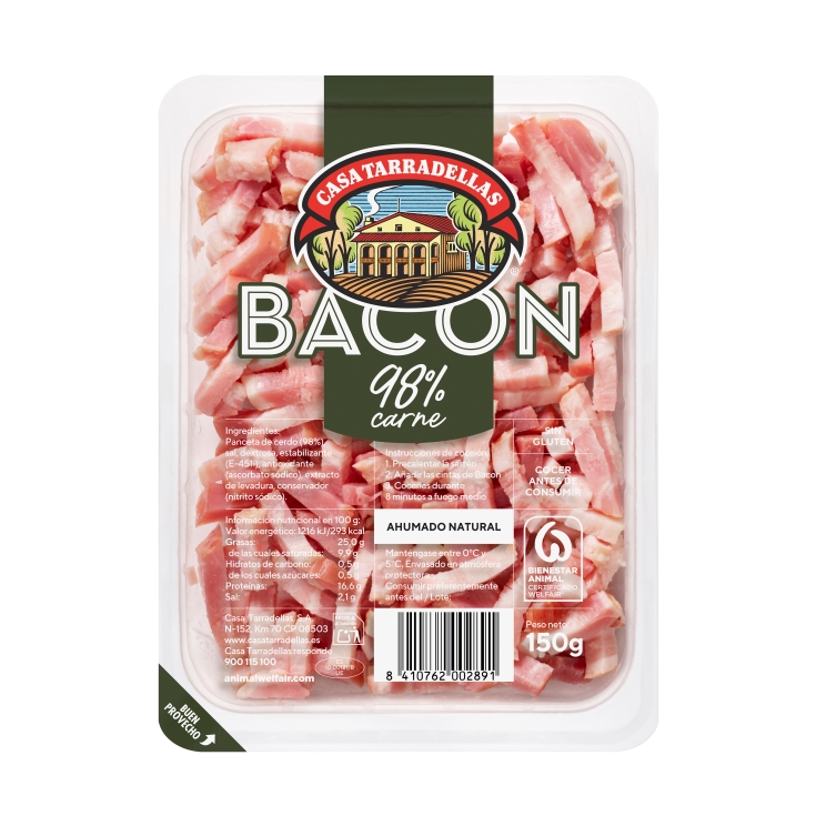 tiras de bacon, 150g