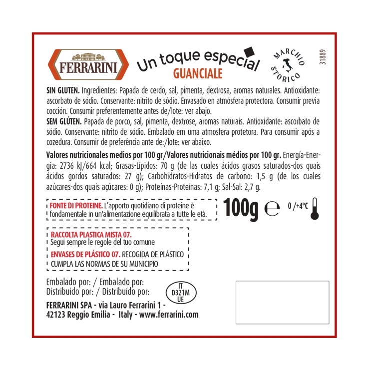 guanciale en tiras, 100g