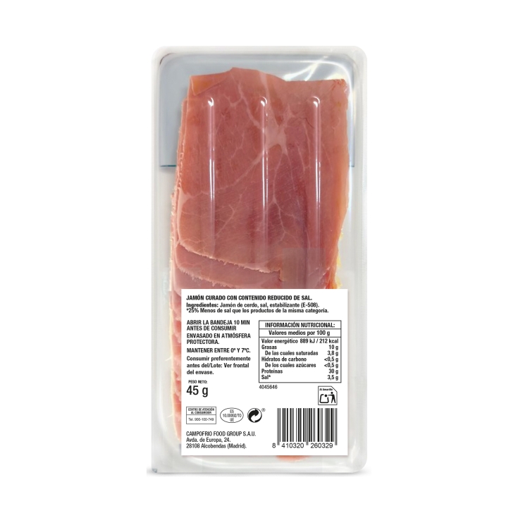 jamón bajo sal, 50g