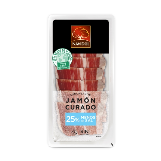 jamón curado lonchas bajo en sal, 68g
