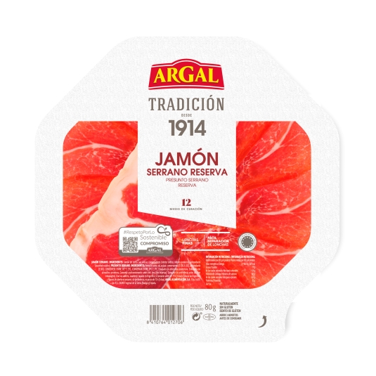 jamón serrano finas lonchas, 80g