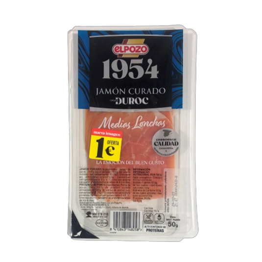 jamón curado duroc 1954 lonchas, 50g