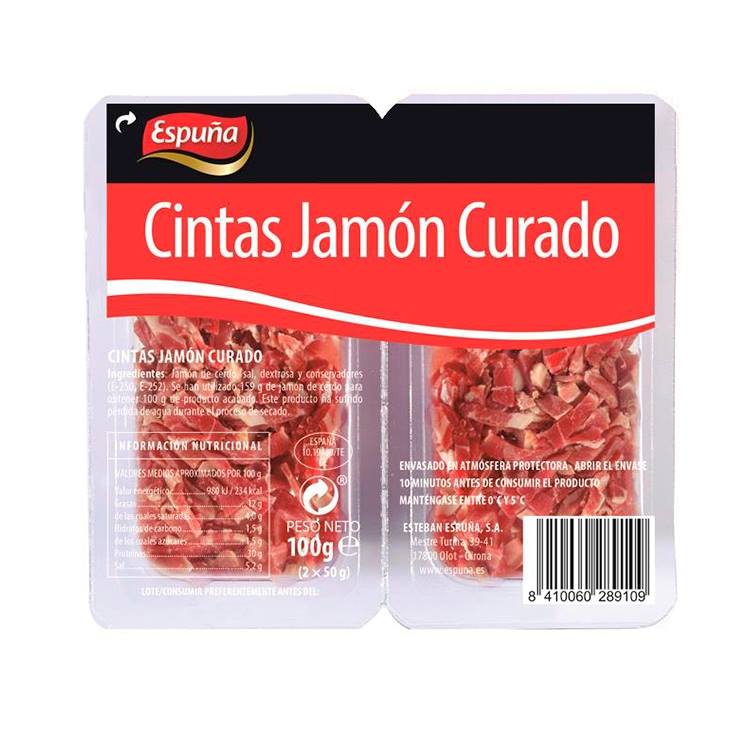 tiras jamón curado, 90g