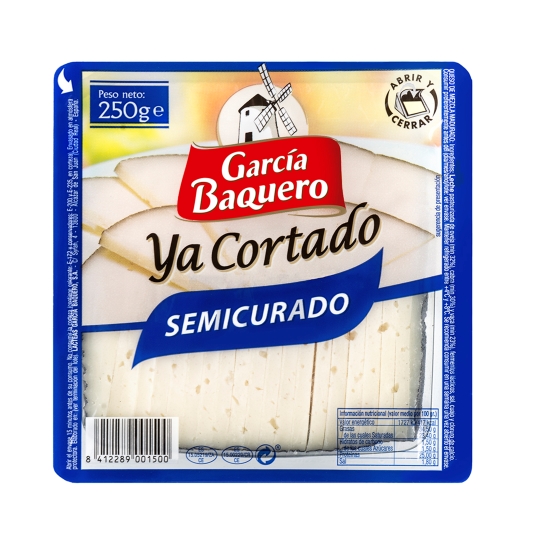 queso semicurado ya cortado, 225g