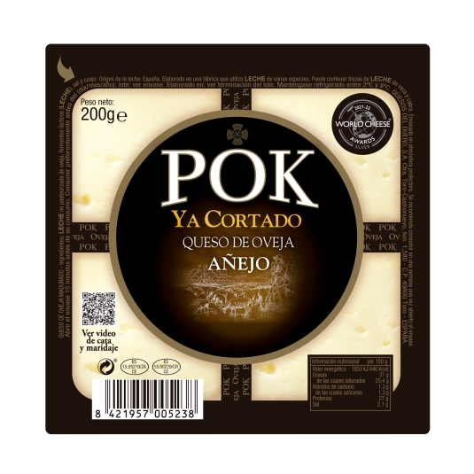 queso oveja añejo cortado, 200g