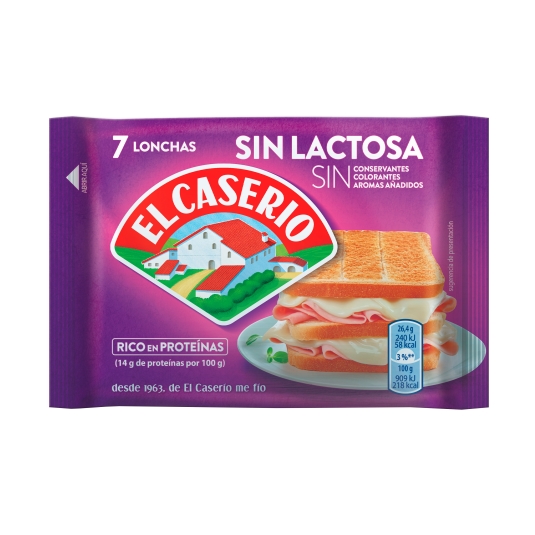 queso sin lactosa 7 lonchas, 185g