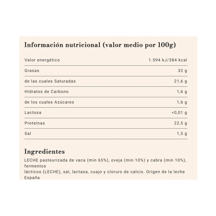 queso sin lactosa ya cortado, 200g