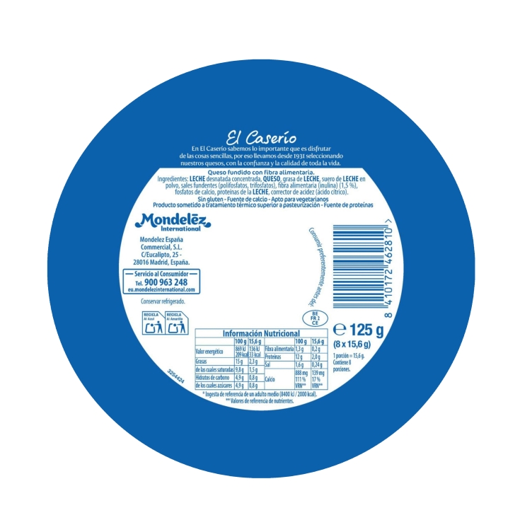 queso 8 porciones, 125g