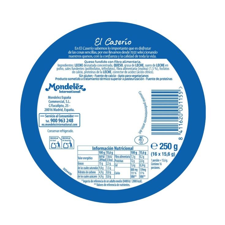 queso 16 porciones, 250g
