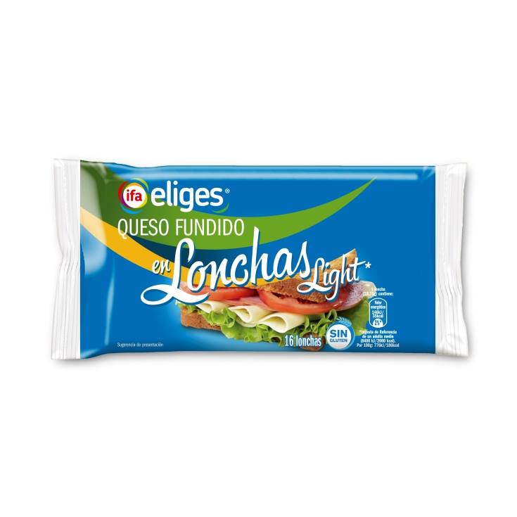 queso fundido light 16 lonchas, 300g