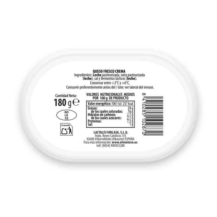 queso crema untar, 180g