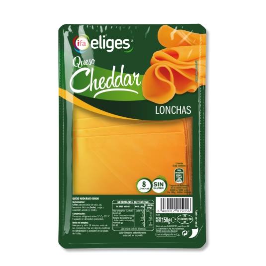 queso cheddar loncha, 150g