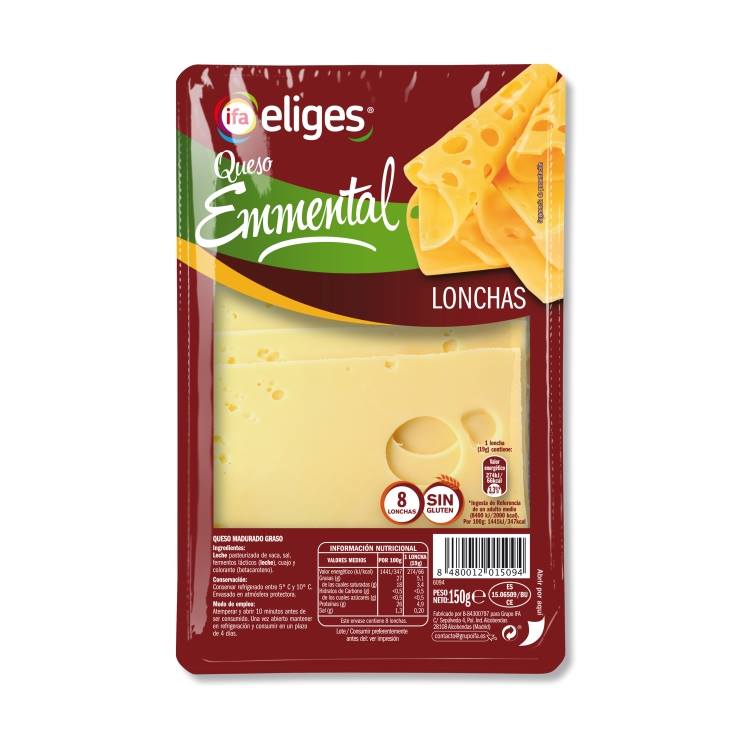 queso emmental loncha, 150g