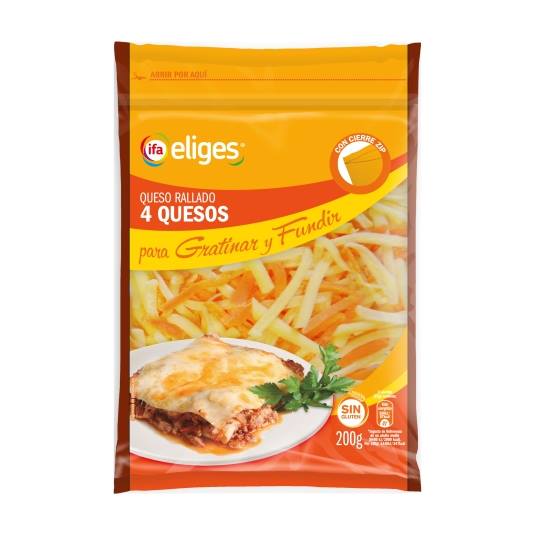 queso rallado pasta 4 quesos, 200g