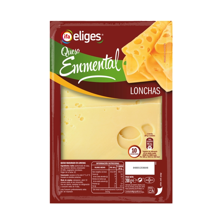 queso emmental loncha, 200g