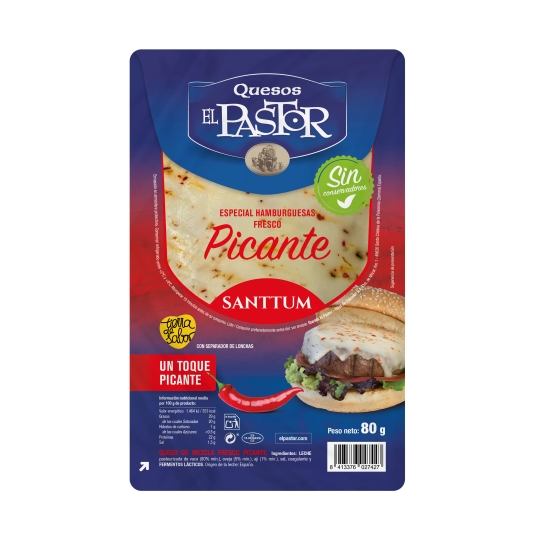 queso tierno picante en lonchas, 80g