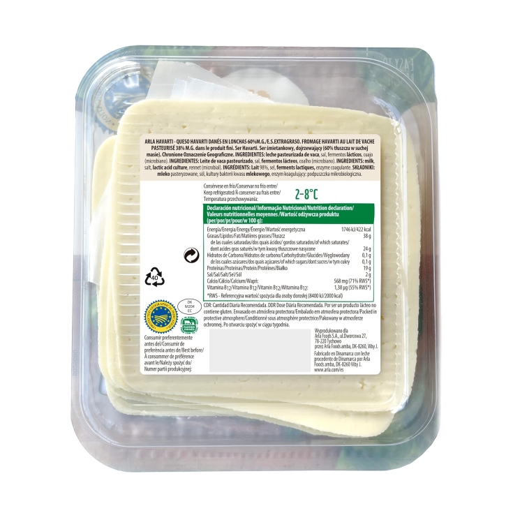 queso havarti lonchas, 175g
