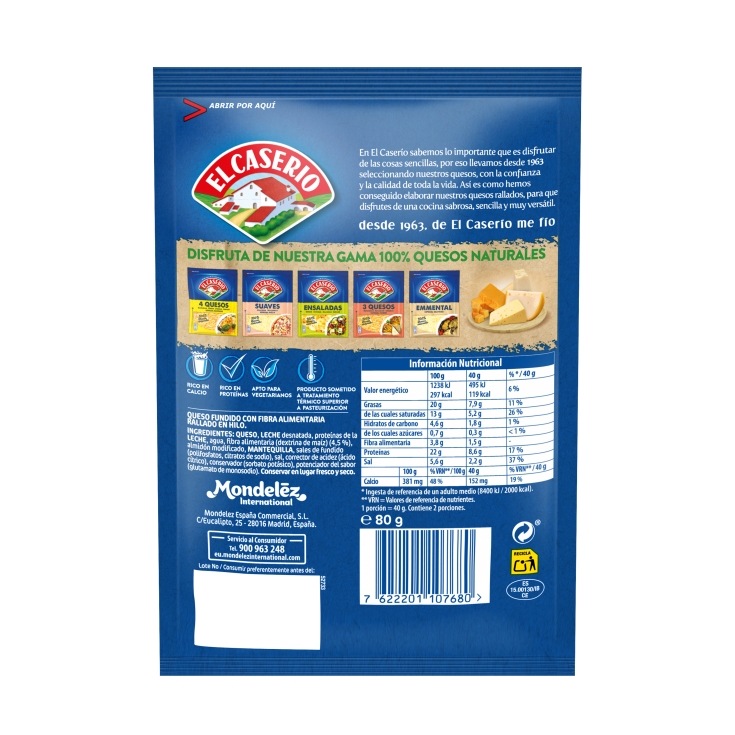 queso rallado filatto pasta, 80g