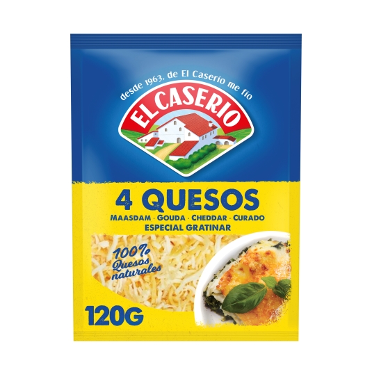 queso rallado 4 quesos, 120g