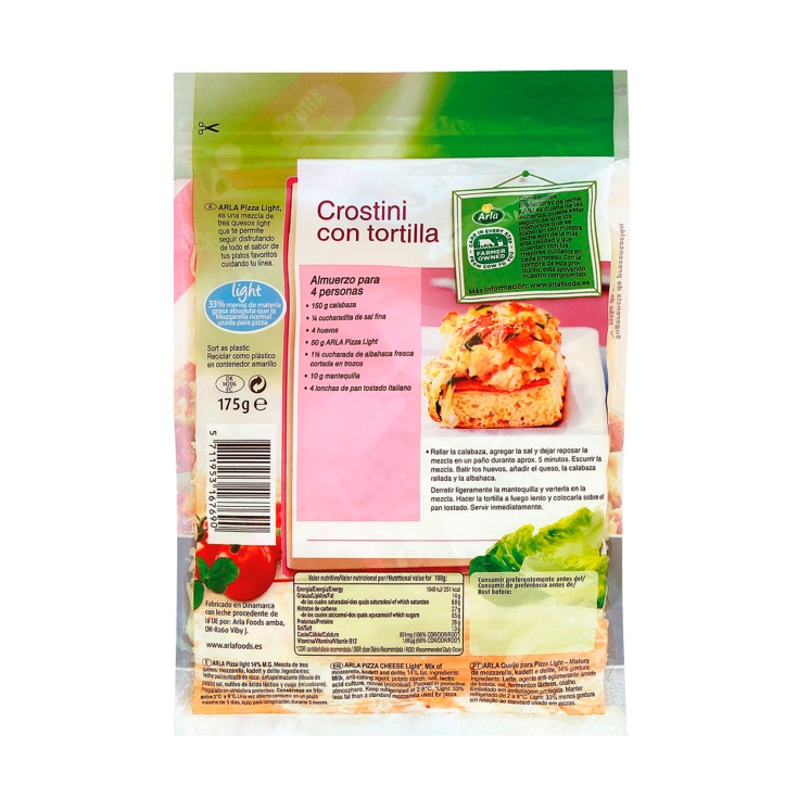 queso rallado pizza light proteína, 175g