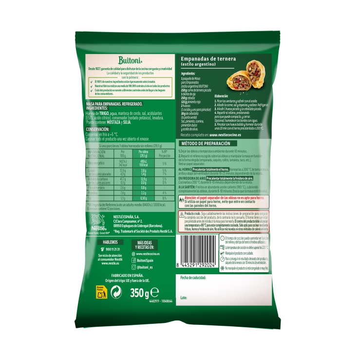 masa empanadas estilo argentino, 350g