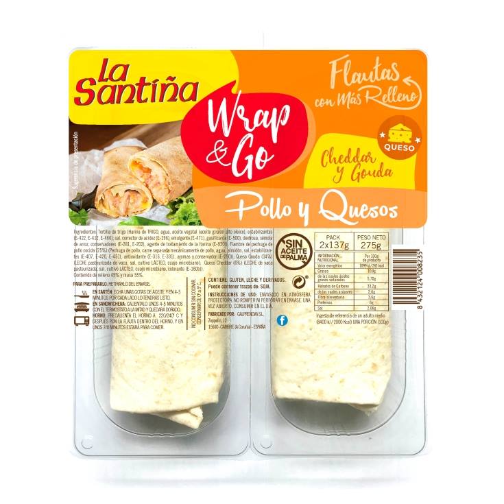 flauta pollo y quesos 137g, pk2 El Jamón