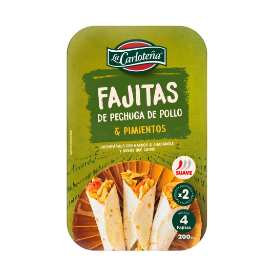 fajitas de pechuga pollo c/pimientos, 200g