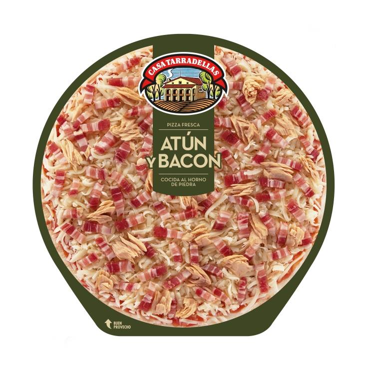 pizza atún y bacon, 405g