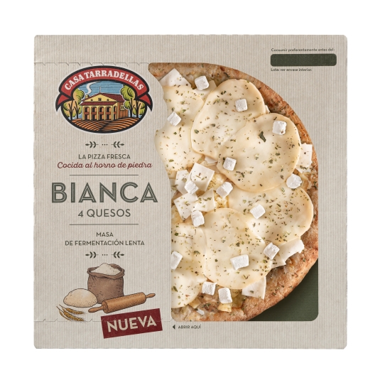 pizza bianca 4 quesos fermentación lenta,400g