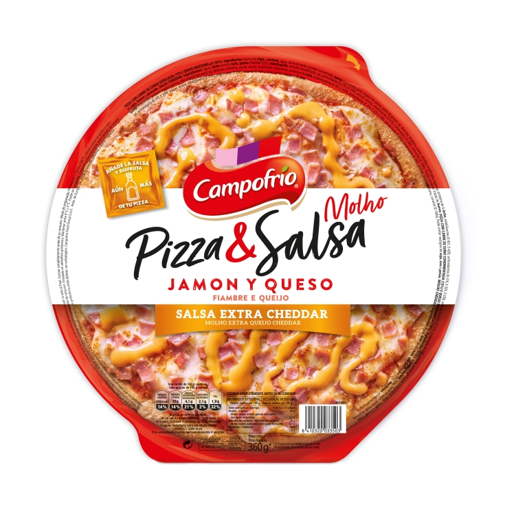 pizza jamón/queso salsa mozzarella, 360g