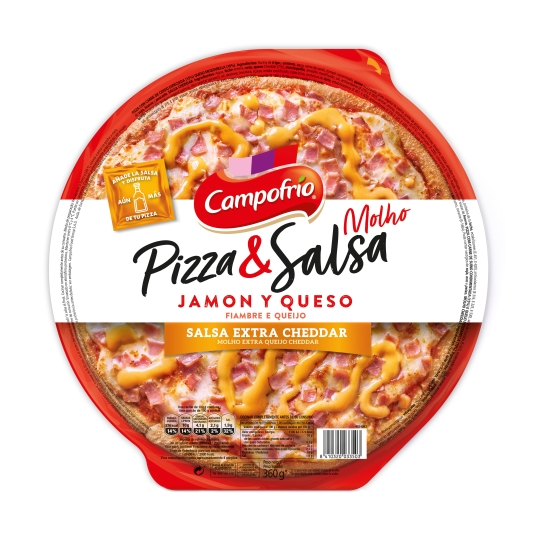 pizza jamón/queso salsa mozzarella, 360g