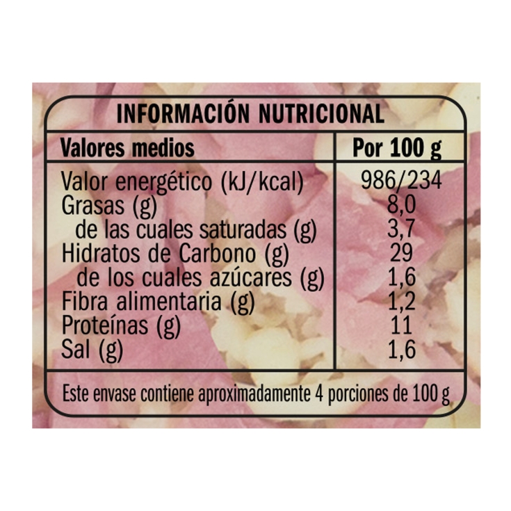 pizza jamón y queso, 400g