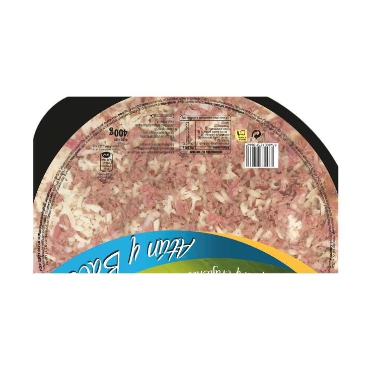 pizza atún y bacón, 400g