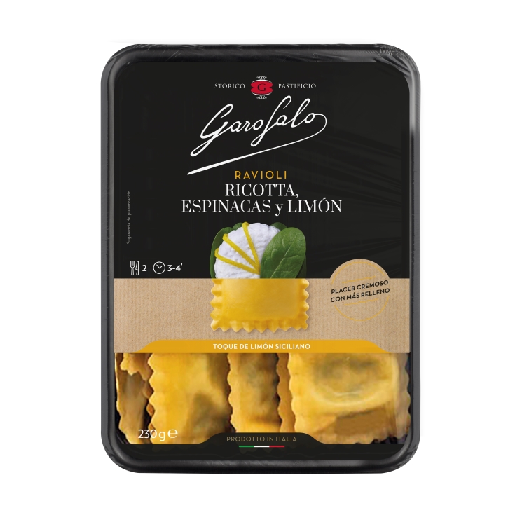 ravioli ricotta, espinacas y limon, 230g