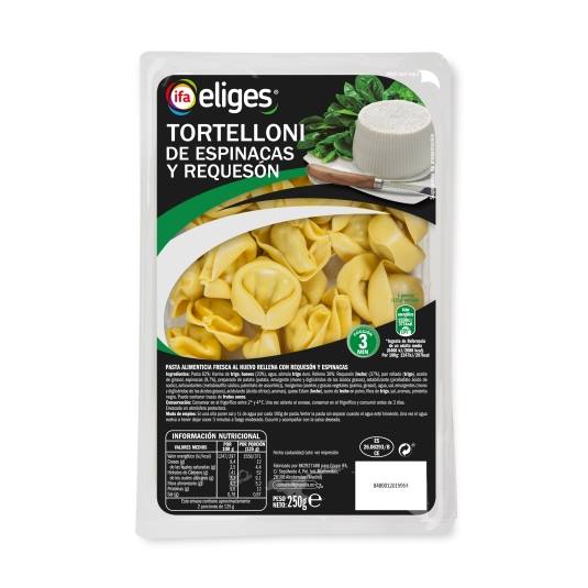 tortelloni espinacas y requesón, 250g