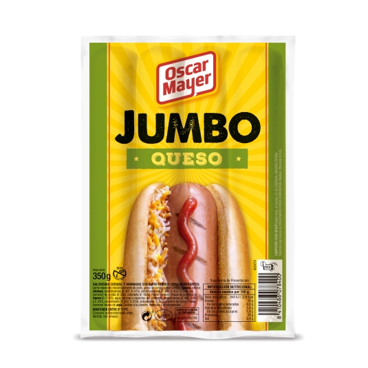 salchichas jumbo queso, 350g