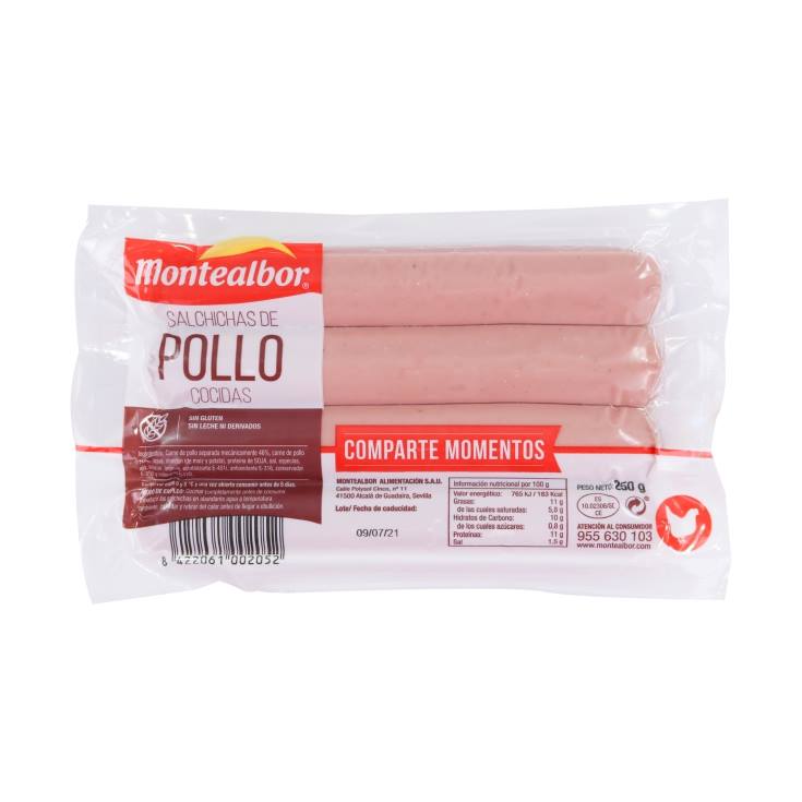 salchichas pollo, 250g