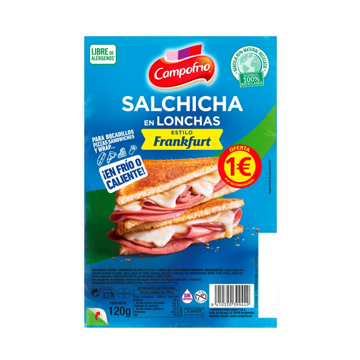 salchicha en loncha, 120g