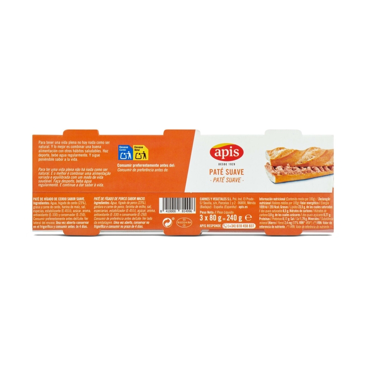 paté suave hígado cerdo 80g, pk-3